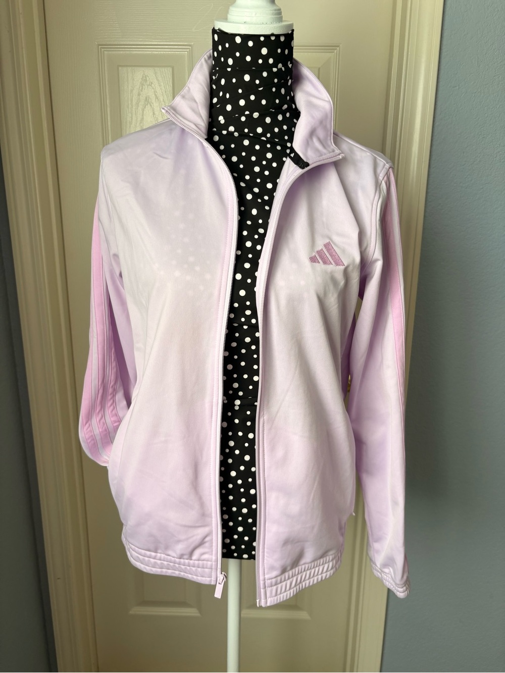 adidas Lavender Track Bomber Jacket with Pink Stripes
